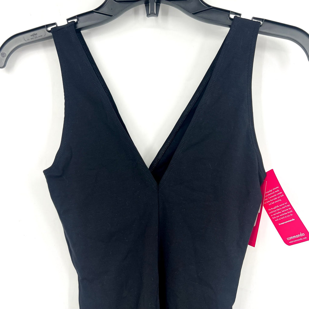 COMMANDO Women's Butter Luxe Deep V Bodysuit Small Black Sleeveless NWT