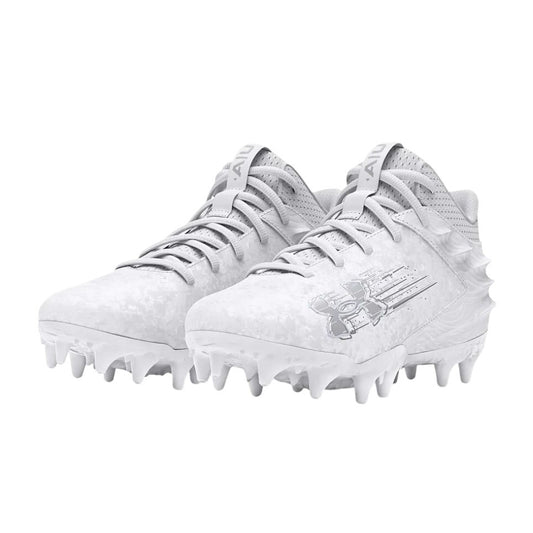 Under Armour Boys Blur Select MC Football Cleat Size 6 White Silver NWOB