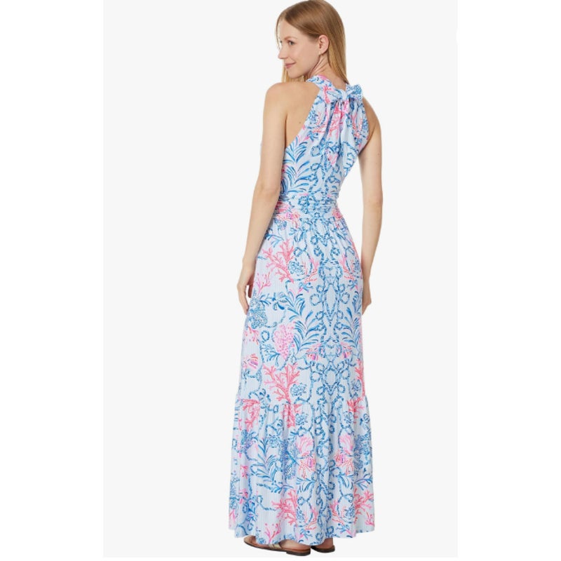 LILLY PULITZER Women's Montecito Halter Maxi Dress Large Multi Naut Today NWOT