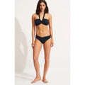 SEAFOLLY Women's Bikini Set Size 2 Black Halter Bandeau & Twist Band Hipster NWT