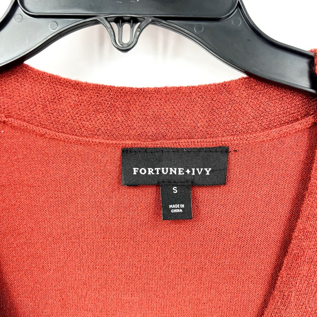 FORTUNE + IVY Womens V-neck Cardigan Small Orage-Red Sweater STITCHFIX NWT