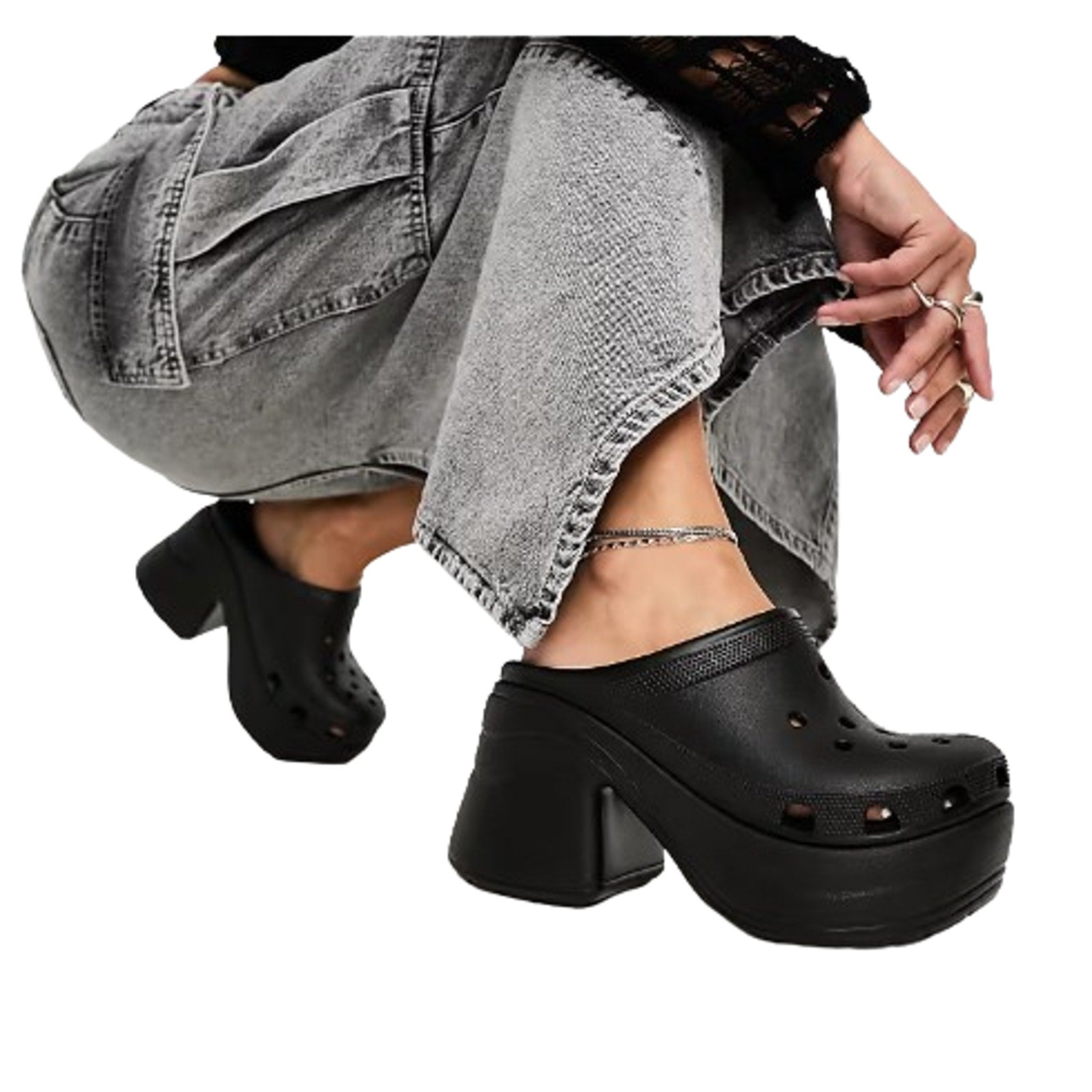 Crocs Womens Siren Crush Platform Clogs Size 11 Black Heels NWT