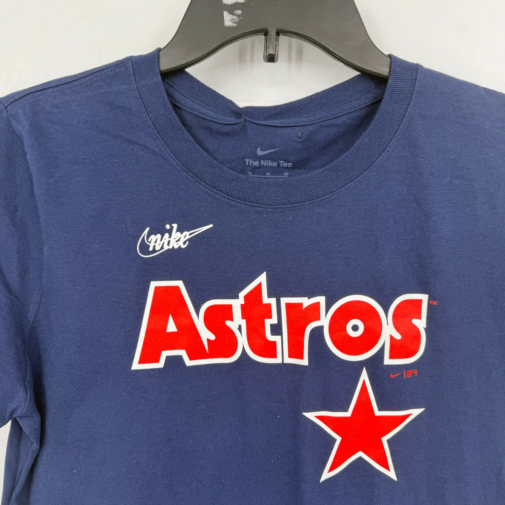 NIKE Women Houston Astros T-Shirt Medium Navy Blue Cooperstown Wordmark NWT