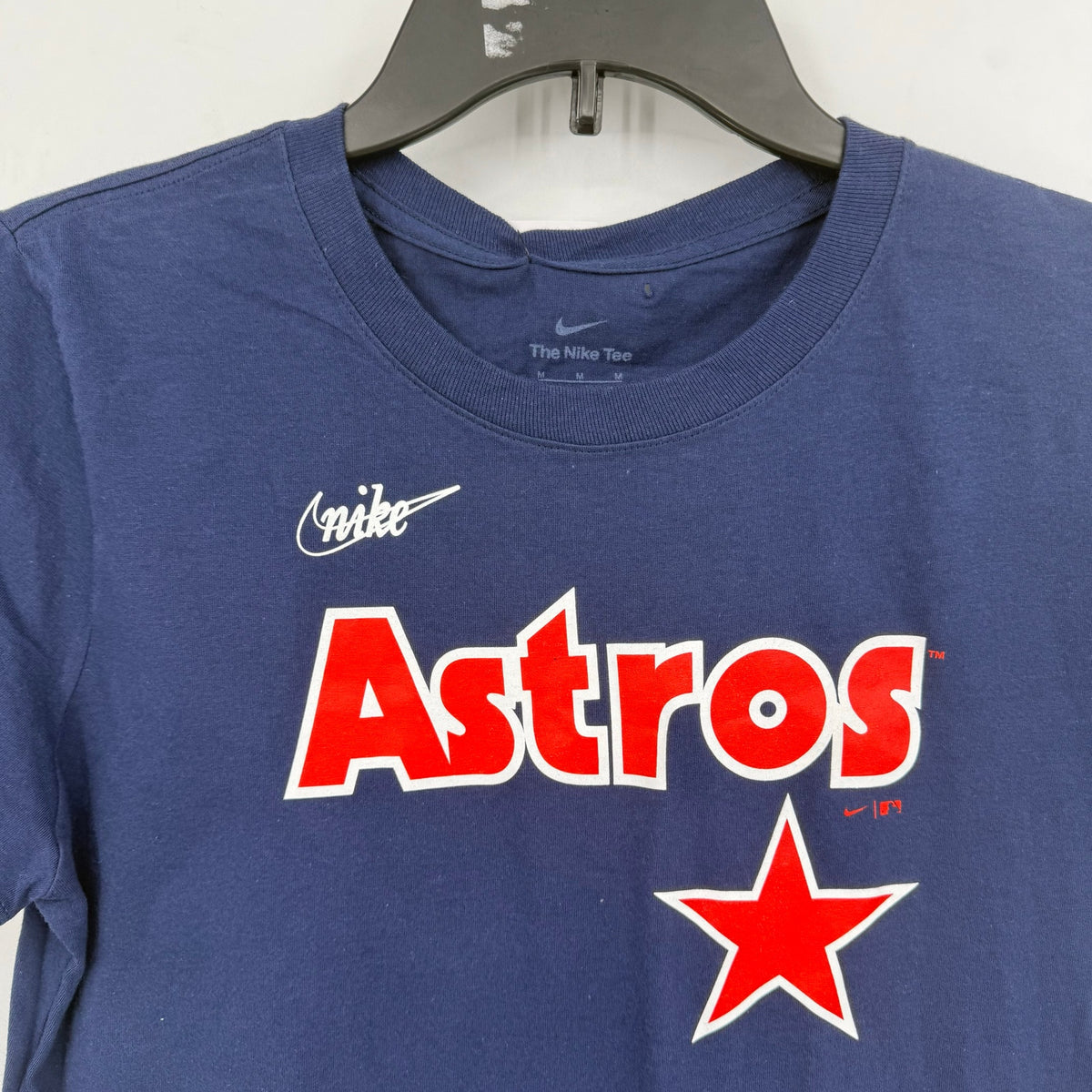 NIKE Women Houston Astros T-Shirt Medium Navy Blue Cooperstown Wordmark NWT