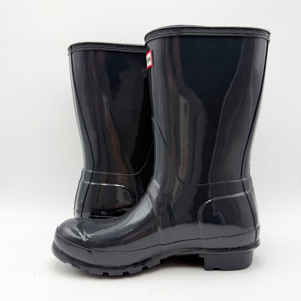 Hunter Womens Original Short Gloss Rain Mid Boot US 10 Grey Waterproof NWOB