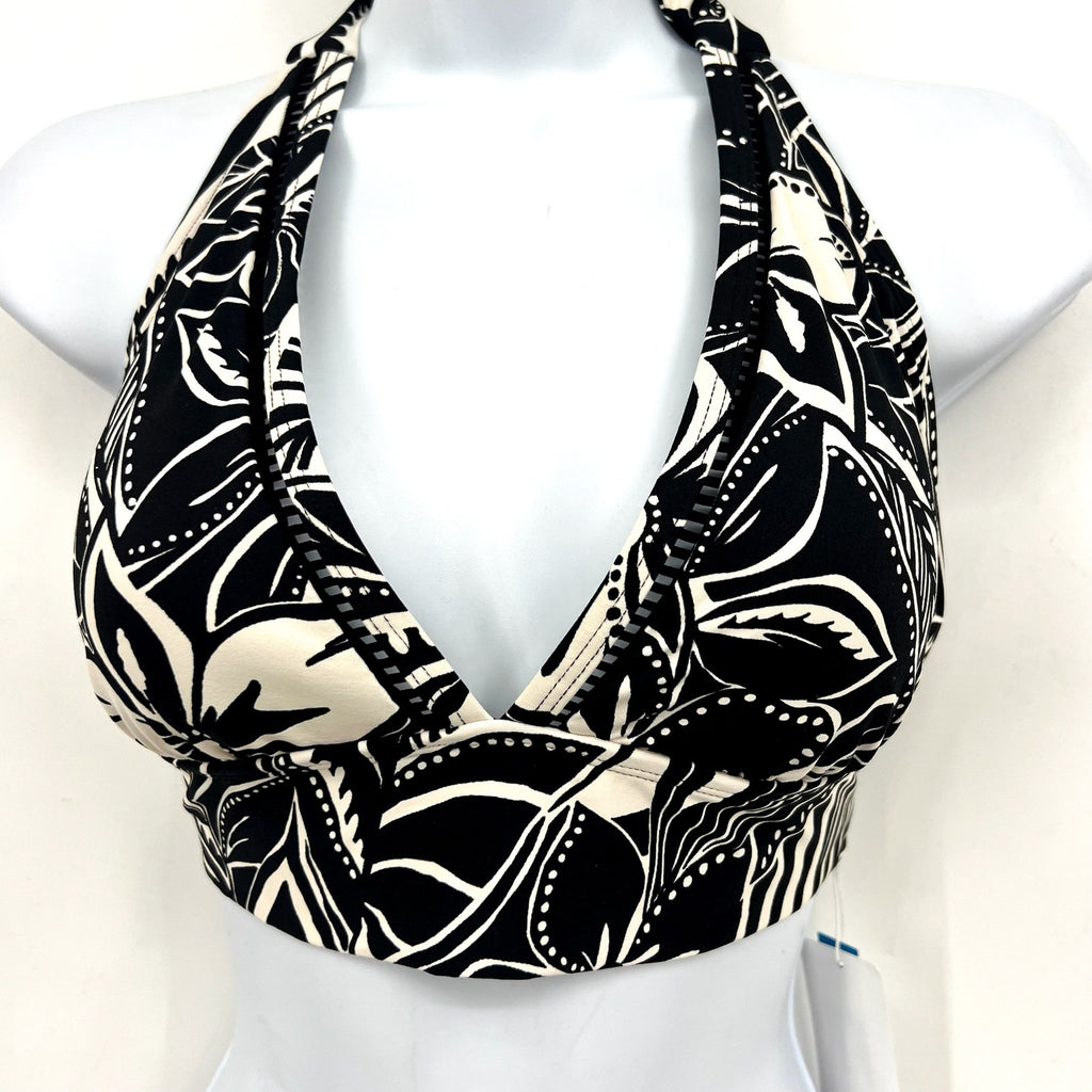 BLEU ROD BEATTIE Ciao Bella Banded Halter Top Size 12 Black White Floral NWT