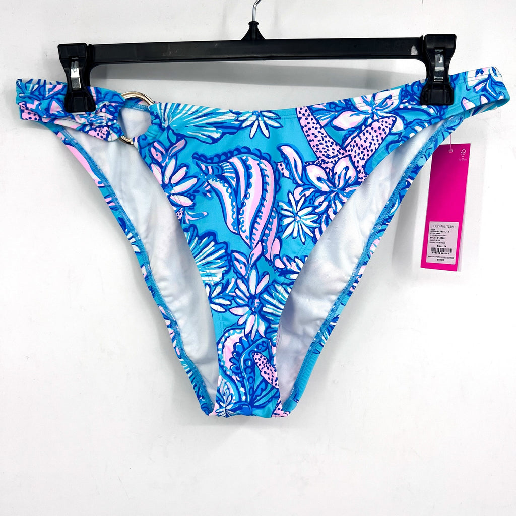 LILLY PULITZER Women's Kylen Bikini Bottom Size 14 Amalfi Blue Sound Sirens NWT