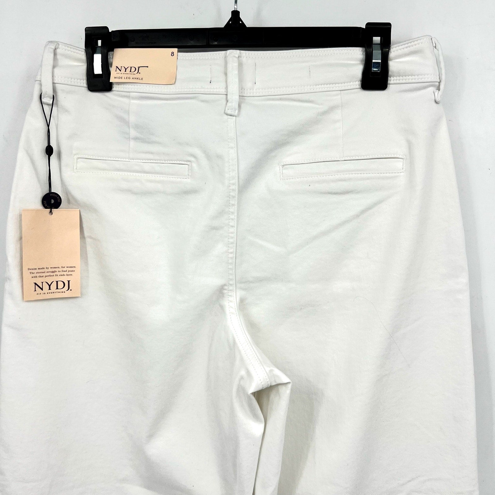 NYDJ Women's Mona Wide Leg Ankle Jeans Size 8 Optic White Denim Trouser NWT