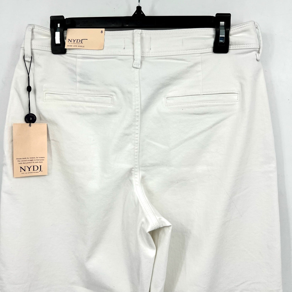 NYDJ Women's Mona Wide Leg Ankle Jeans Size 8 Optic White Denim Trouser NWT