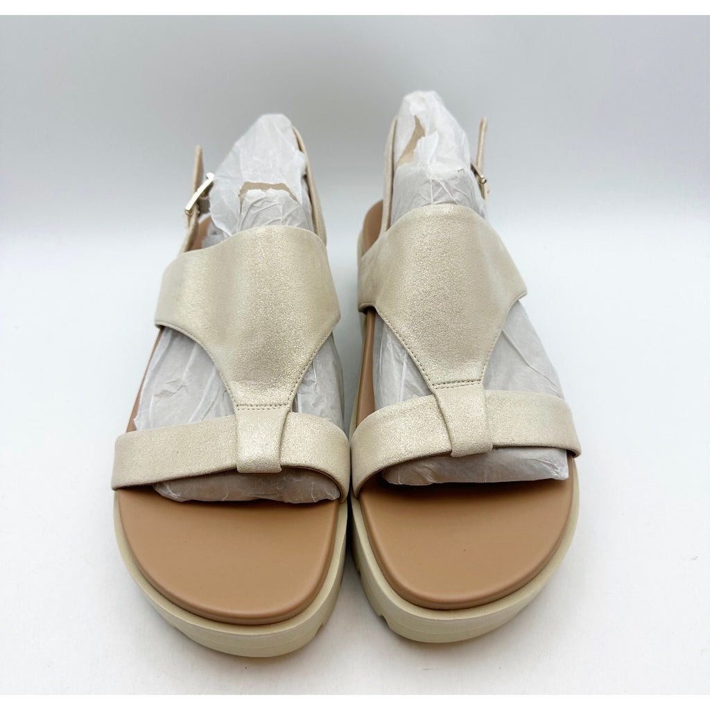 Vionic Womens Alondra Lug Sandals Size 8.5 Gold Metallic Leather Platform NIB