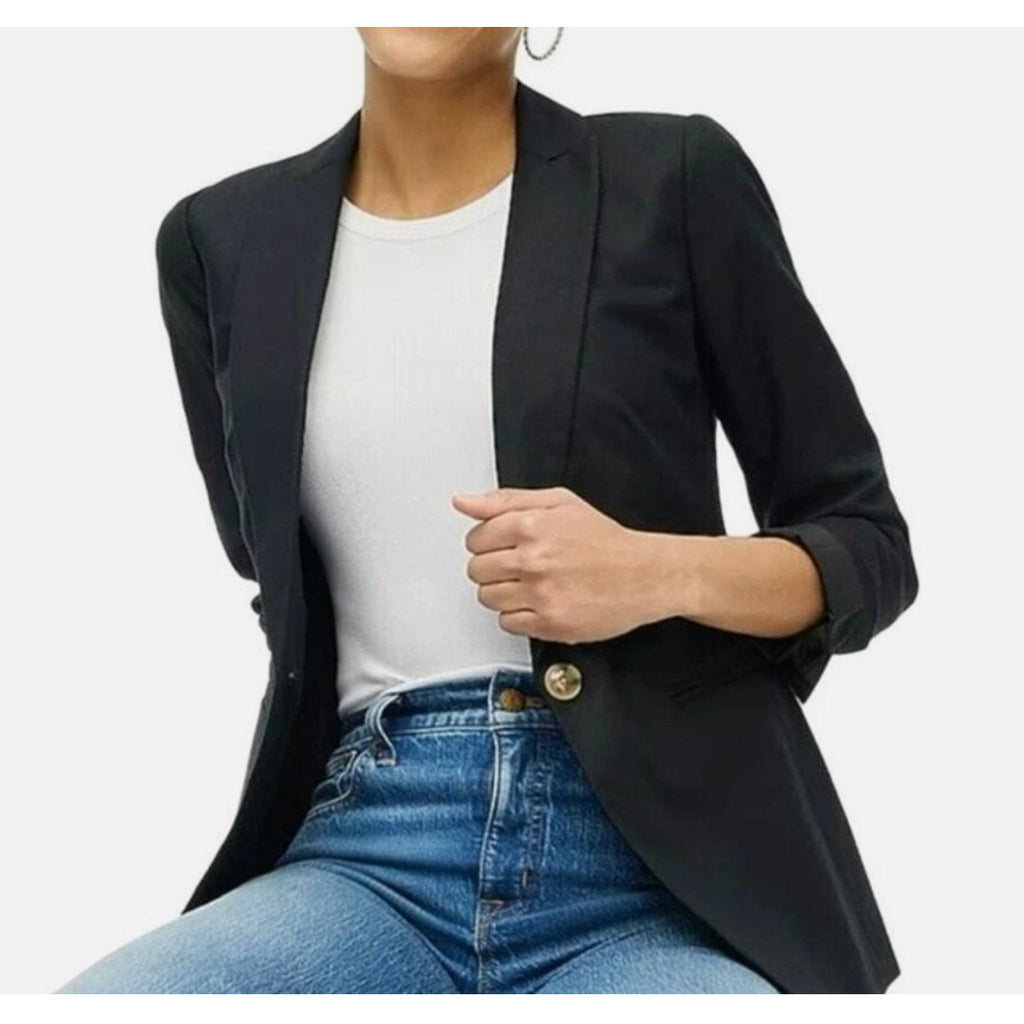 J.Crew Womens One-Button Holland Blazer Size 20 Black Linen-blend AL222 NWT