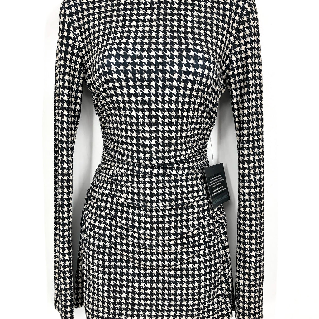 NORMA KAMALI Long Sleeve Turtleneck Pickleball Dress XS/34 Large Houndstooth NWT