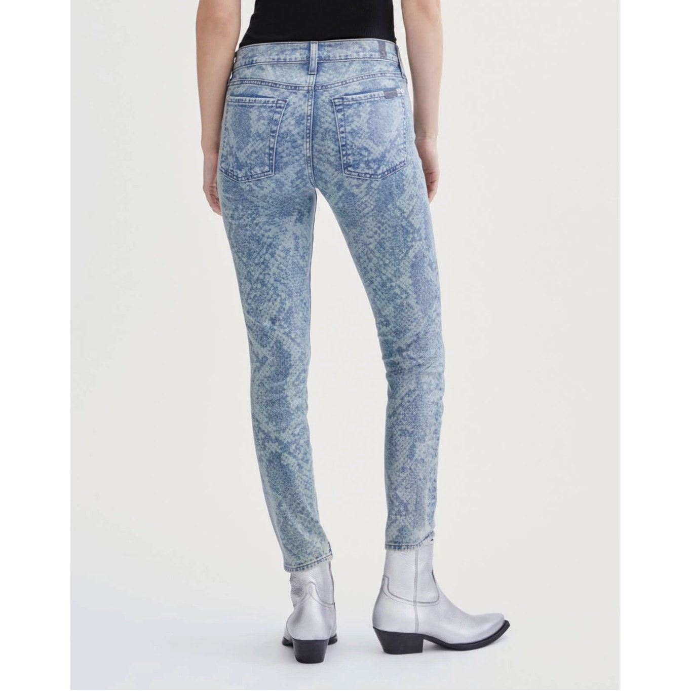7 FOR ALL MANKIND Ankle Super Skinny Jeans Size 27 US 4 Blue Snake Acid Wash NWT