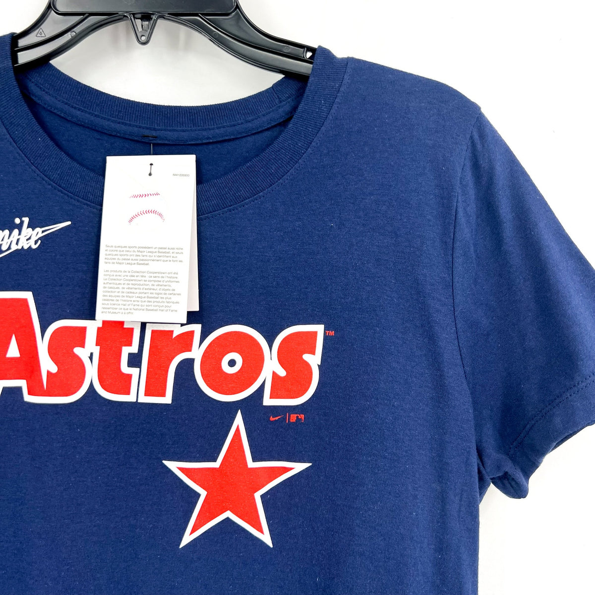 NIKE Women Houston Astros T-Shirt Medium Navy Blue Cooperstown Wordmark NWT