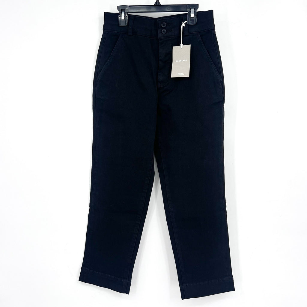 EVERLANE Women's The Organic Straight-Leg Pants Size 6 Black Utility Pockets NWT