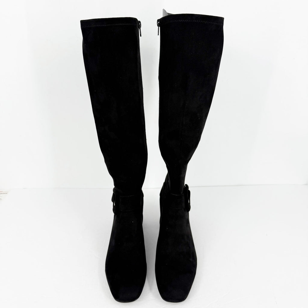 Vaneli Womens Sorina Tall Boots Size 11M Black Suede Slip On Flared Heel NIB