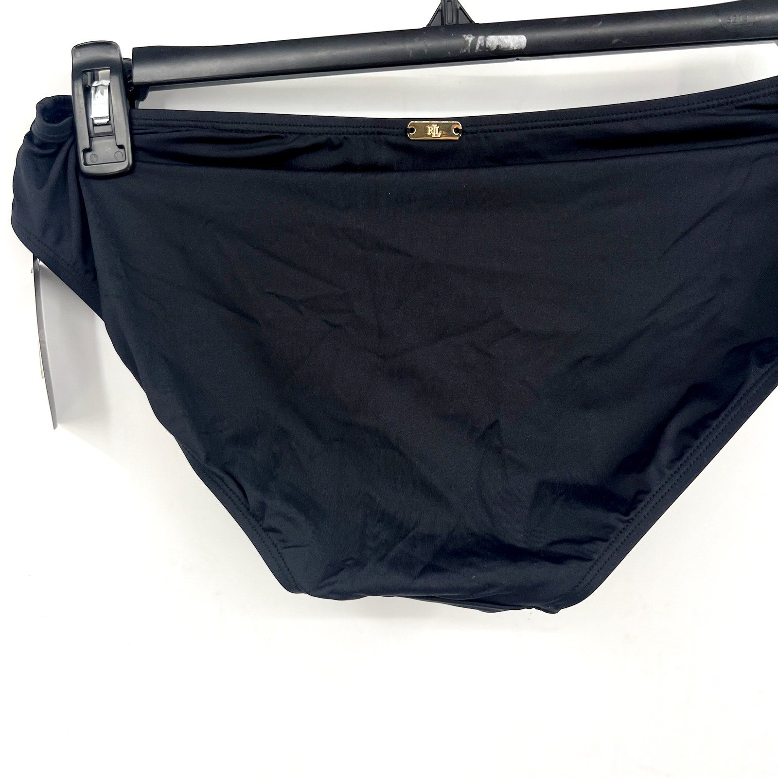 LAUREN RALPH LAUREN Beach Club Hipster Bikini Bottoms Size 6 Black Swim NWOT