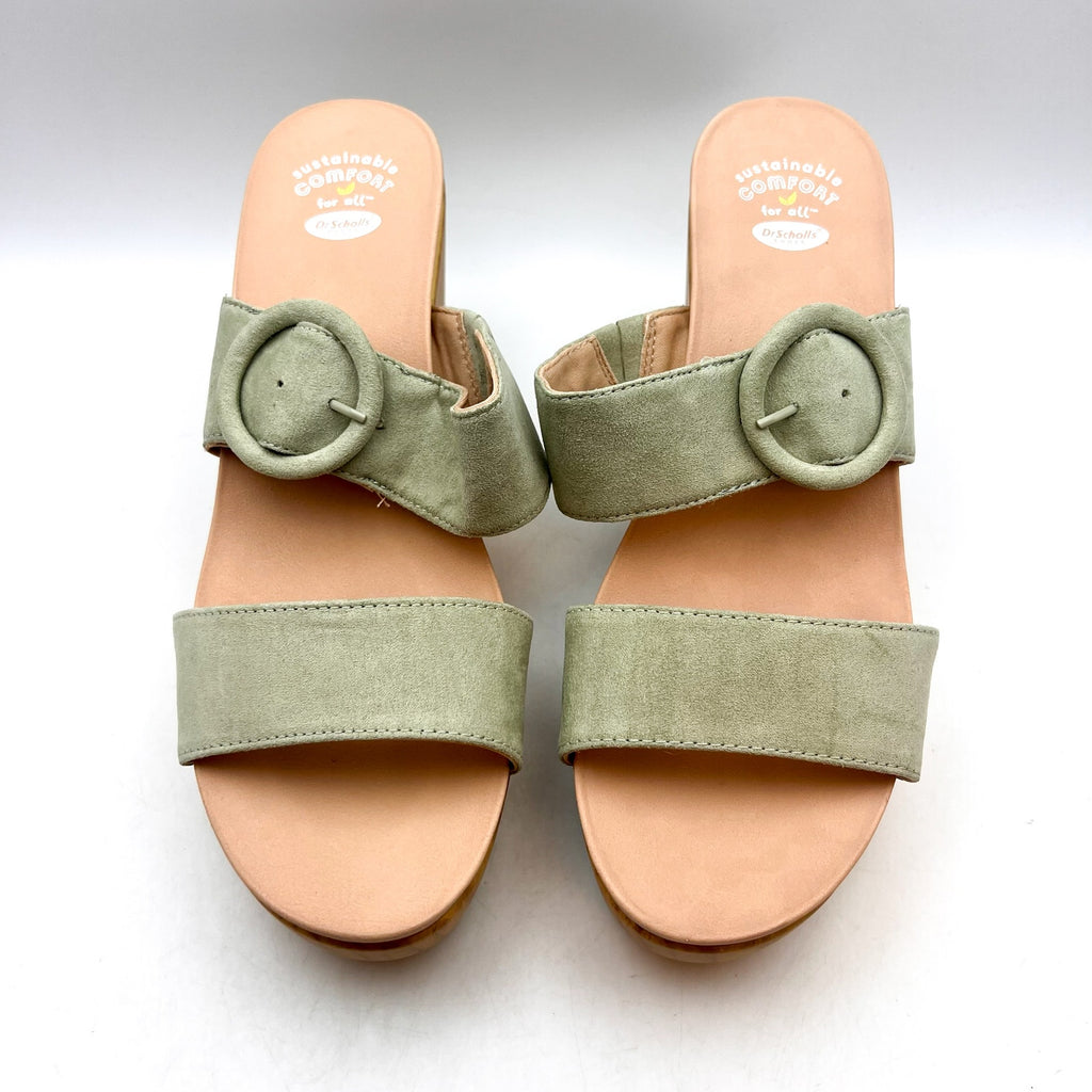 DR. SCHOLL'S Bayside Comfort Platform Sandals Size 11 Pistachio Green NWOB