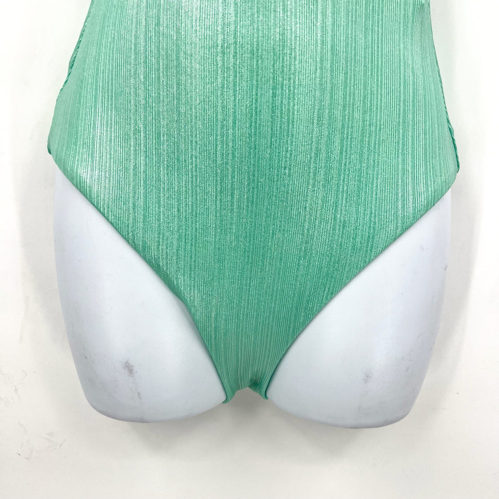 BECCA Oragami Textured Knotted One Piece Swimsuit Small Green Aqua Sea NWT