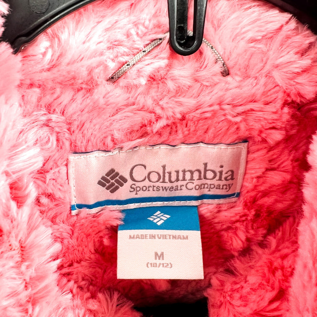 COLUMBIA Girl's Bella Plush Sherpa Quilted Jacket Medium 10-12 Black Pink NWT