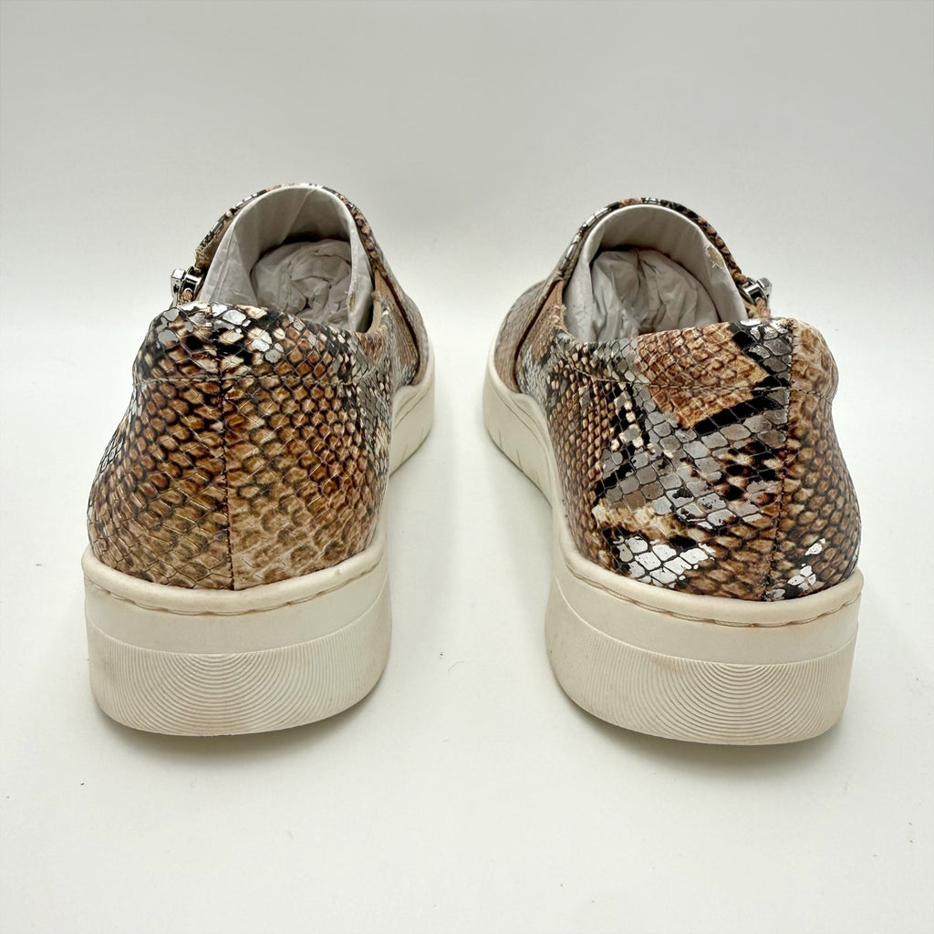 Naturalizer Womens Hawthorn Sneakers Size 7 Wide Tan Snake Leather Slip On NIB