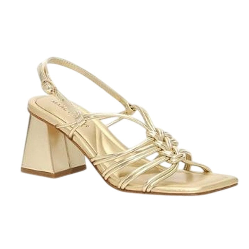 Marc Fisher Womens Magnify Heeled Sandals Size 6 M EU 36.5 Gold NWOB