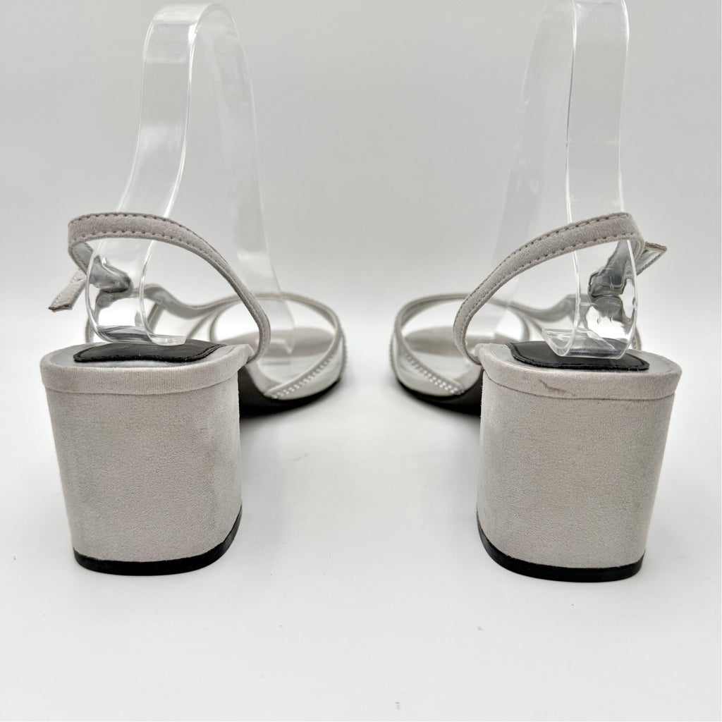 David Tate Womens Wed Heeled Sandals Size 8.5 Wide Silver NWOB