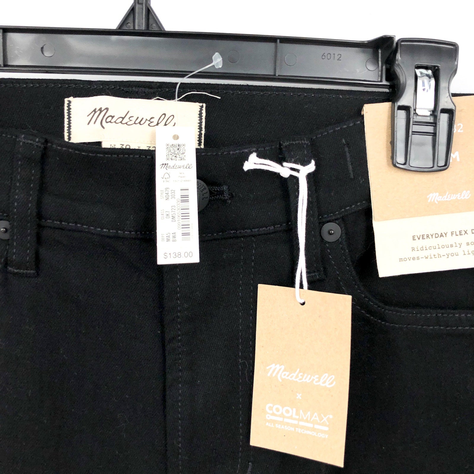 MADEWELL Men's Slim Jeans 30x32 Black Bainhart Wash ND479 COOLMAX® Denim NWT