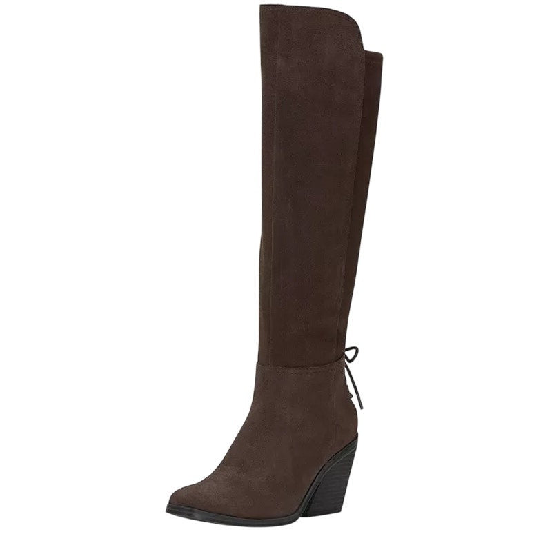 Lucky Brand Womens Mekinna Heeled Knee High Boots US 8.5 Dark Brown Suede NIB