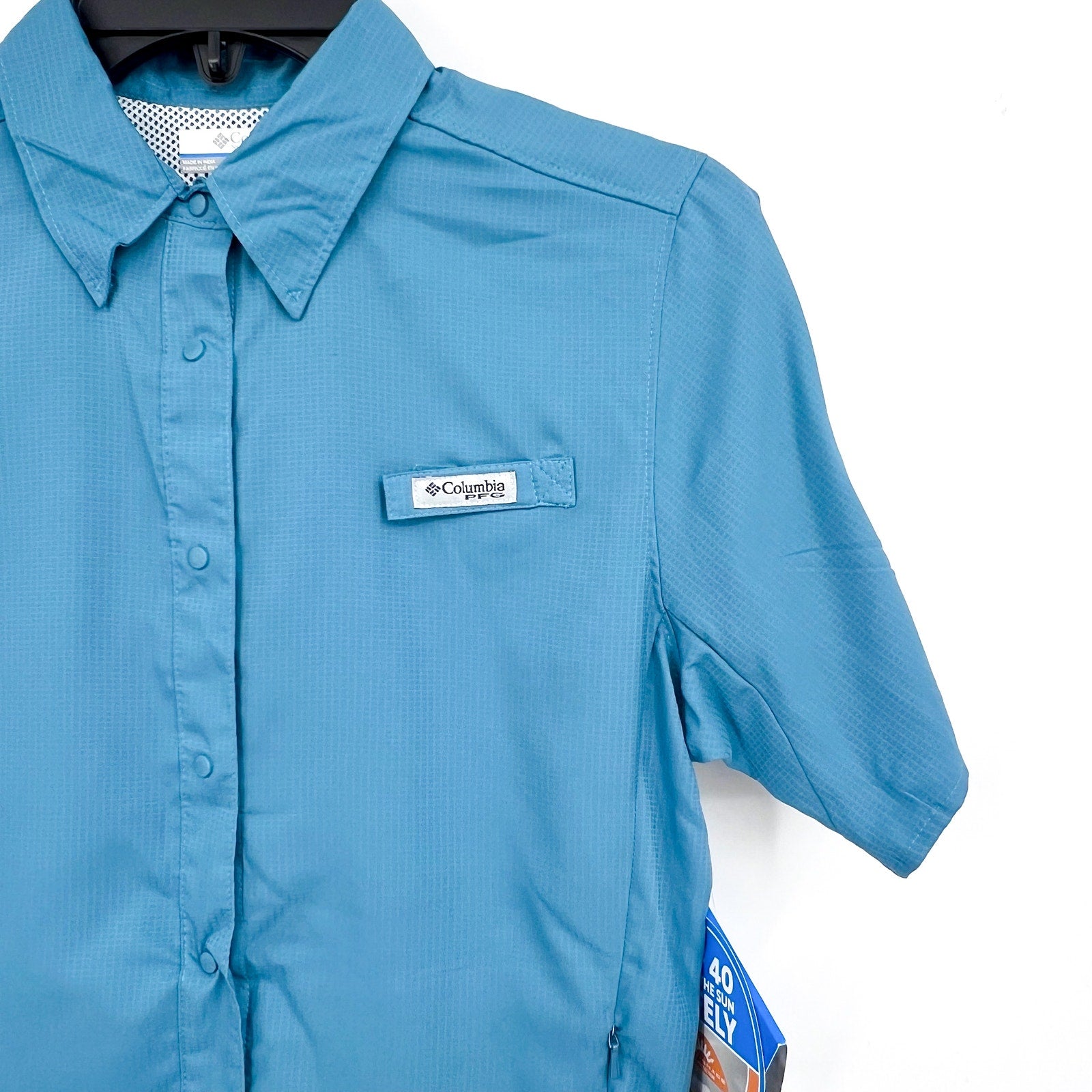 COLUMBIA Women's PFG Tamiami II Shirt XS Blue Ocean Teal Short Sleeve NWT
