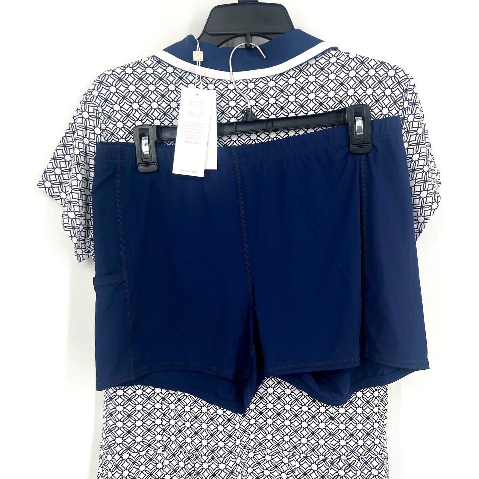LILLY PULITZER Womens Luxletic Jessamy Dress Large Low Tide Navy Blue UPF 50 NWT