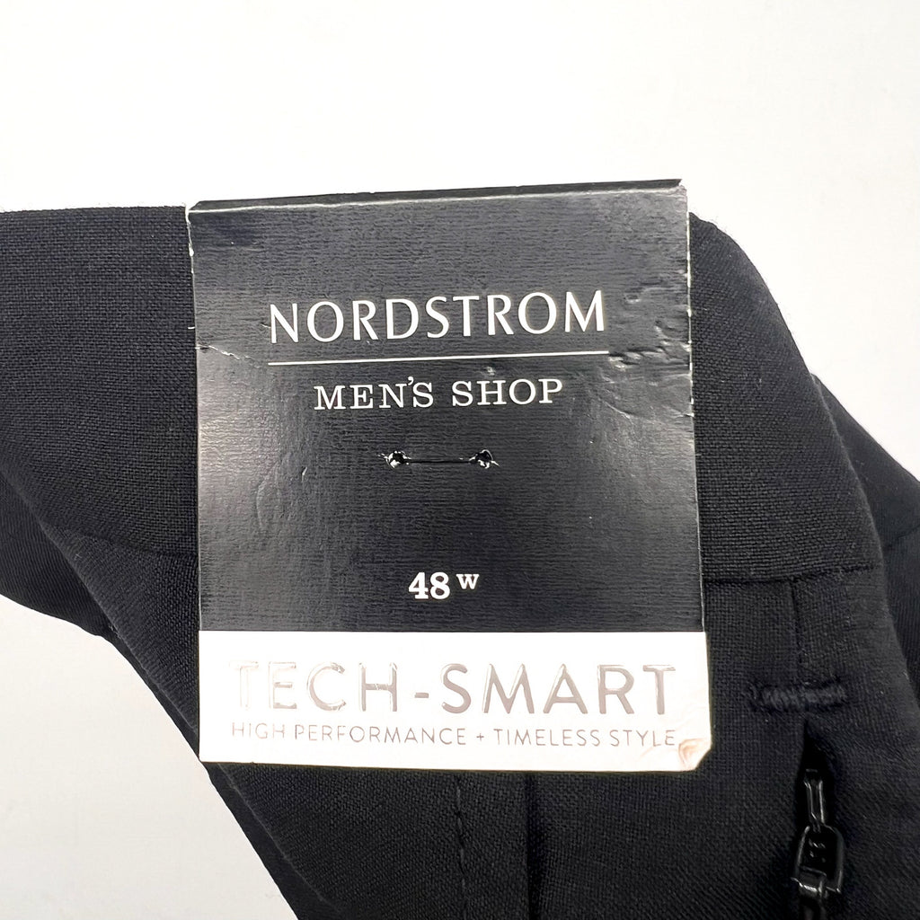 NORDSTROM Men's Trim Fit Dress Pants 48R Black Stretch Wool Tech-Smart NWT