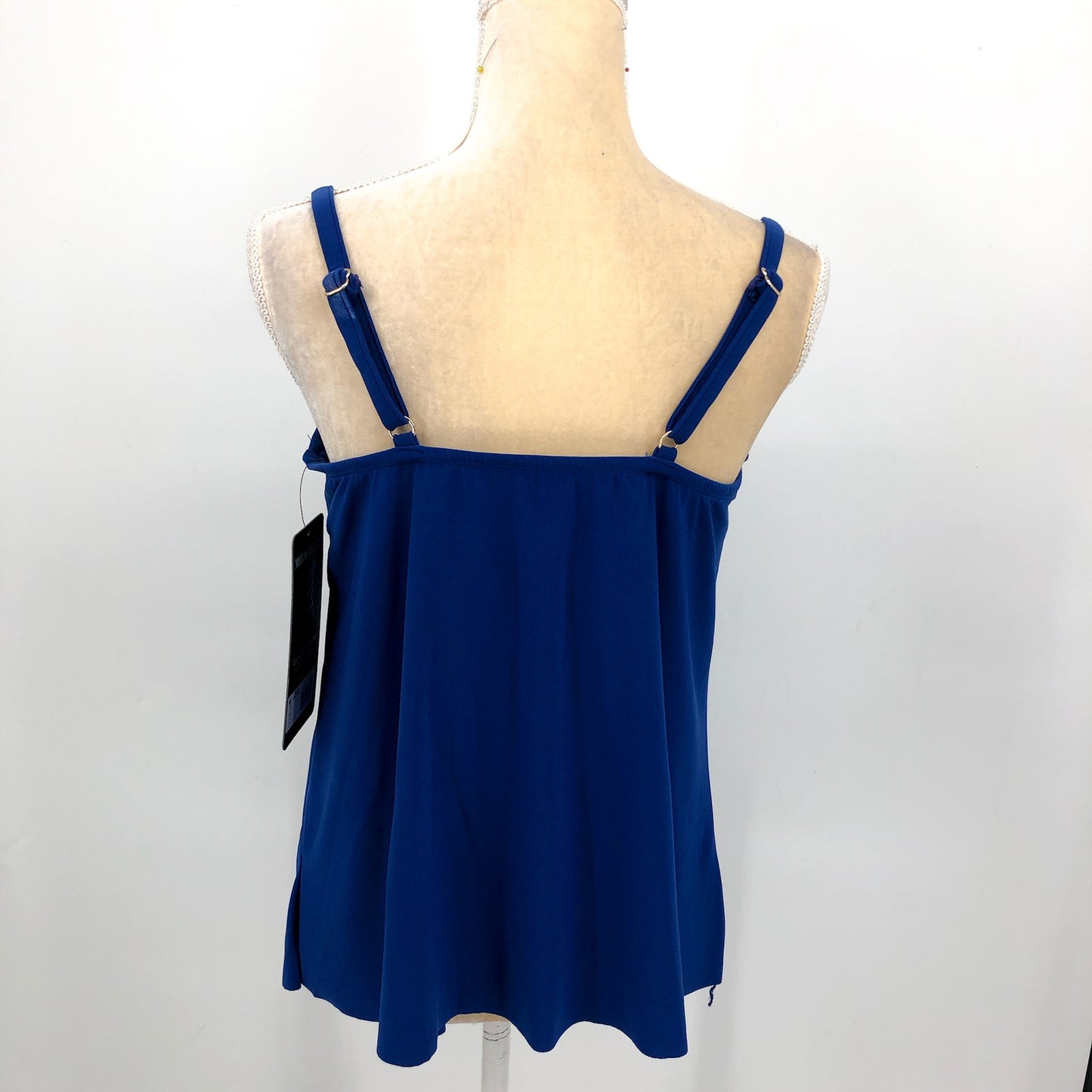 MIRACLESUIT Womens Razzle Dazzle Zing Tankini Top Size 8 Blue Azul Underwire NWT