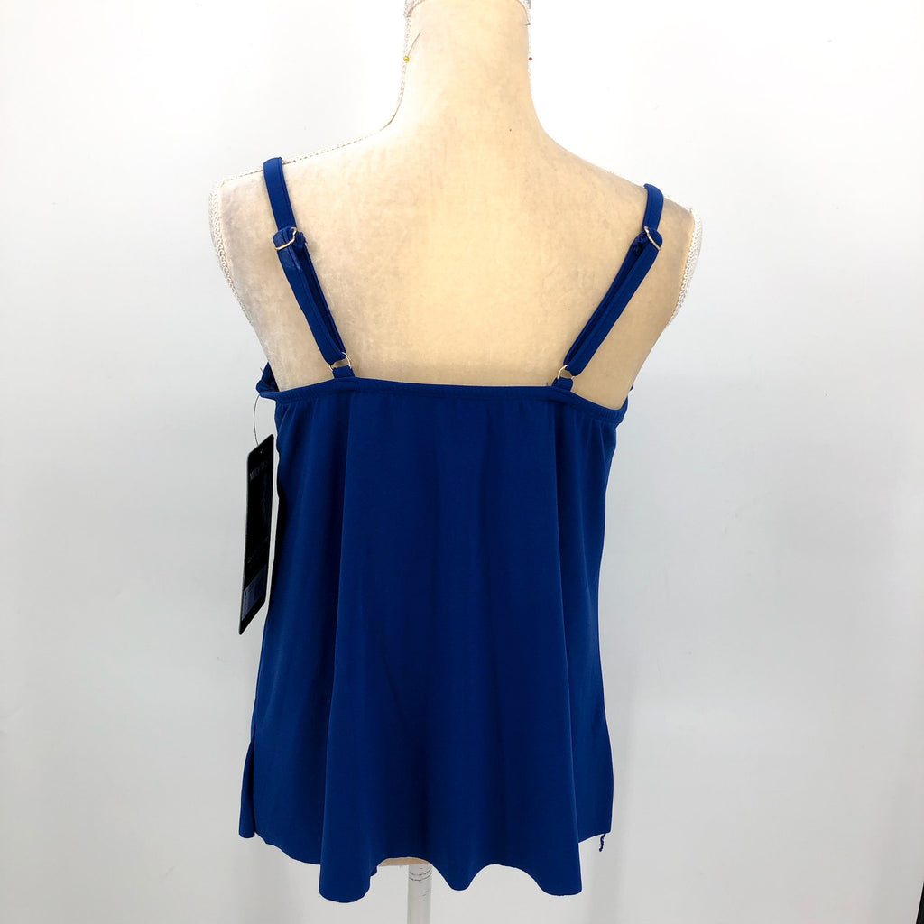 MIRACLESUIT Womens Razzle Dazzle Zing Tankini Top Size 8 Blue Azul Underwire NWT