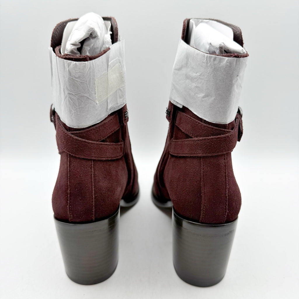 Sam Edelman Womens Simona Ankle Booties US 8.5 M Red Burgundy Suede Heeled NWOB