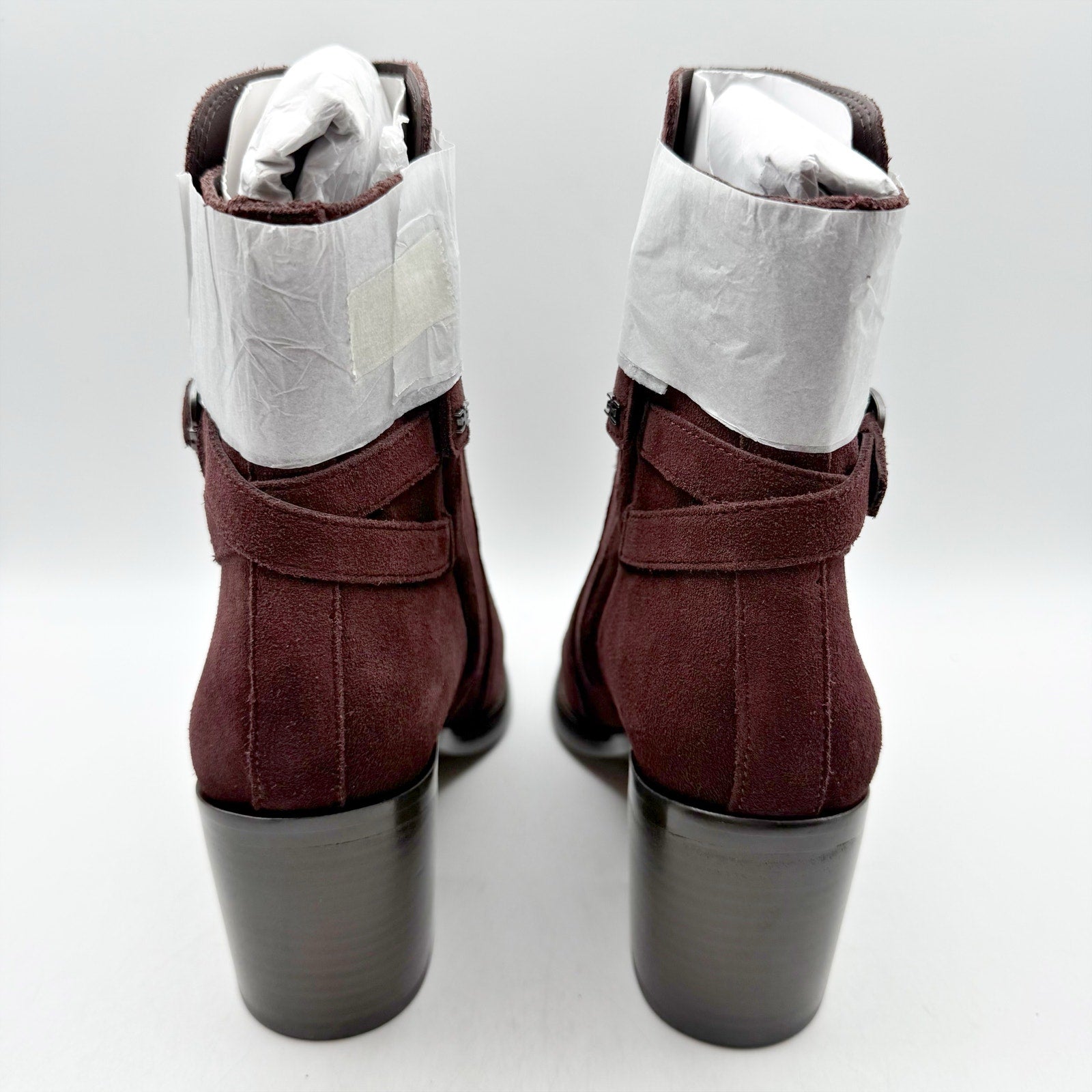 Sam Edelman Womens Simona Ankle Booties US 8.5 M Red Burgundy Suede Heeled NWOB