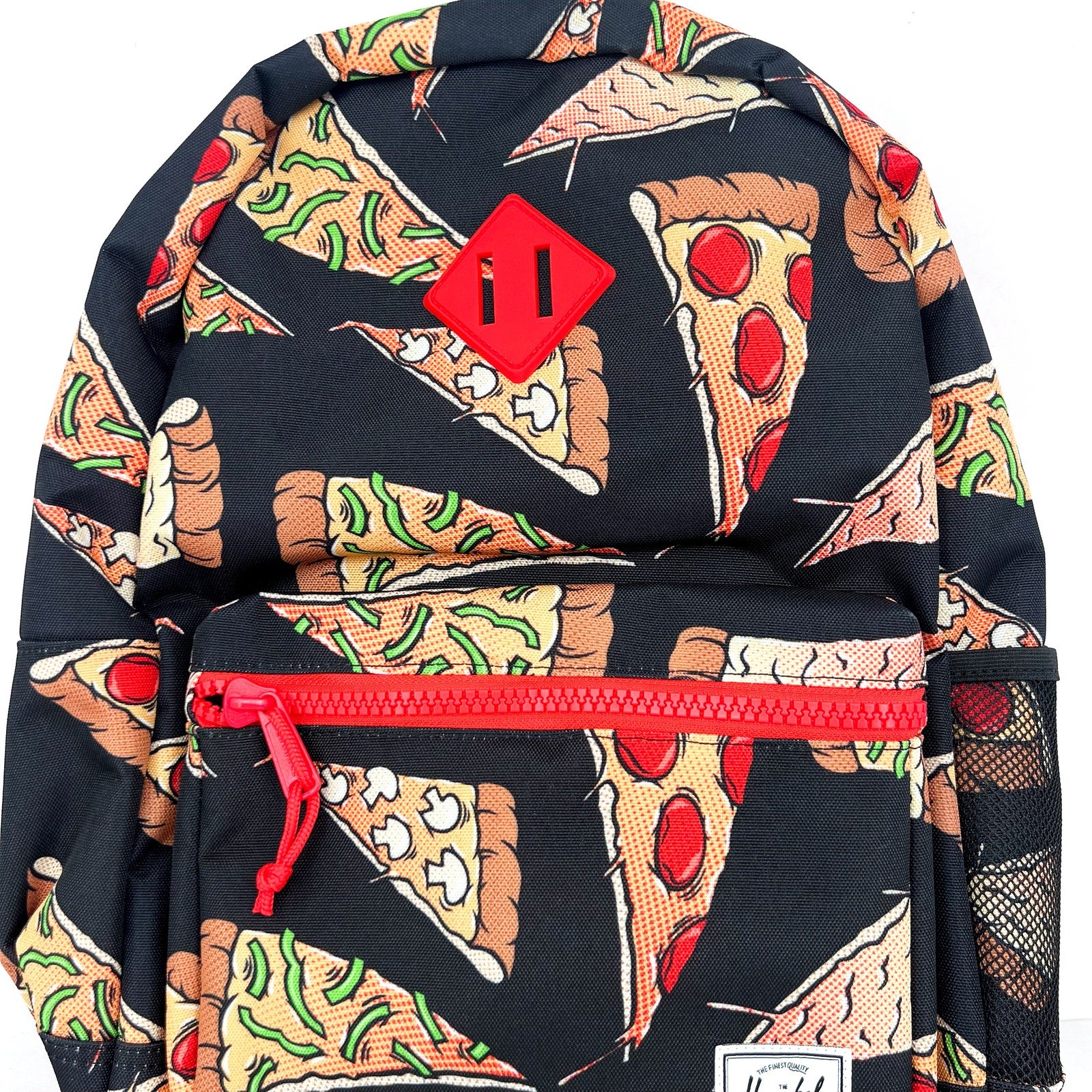HERSCHEL HERITAGE Youth Backpack 26L Black Pizze Party Wipeable Adjustable NWT