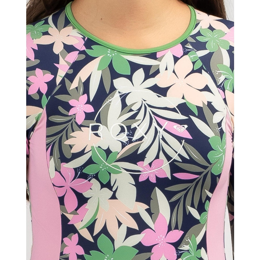 ROXY Girls Ilacabo Swimsuit Surfsuit Medium Navy Blue Floral Long Sleeve NWT