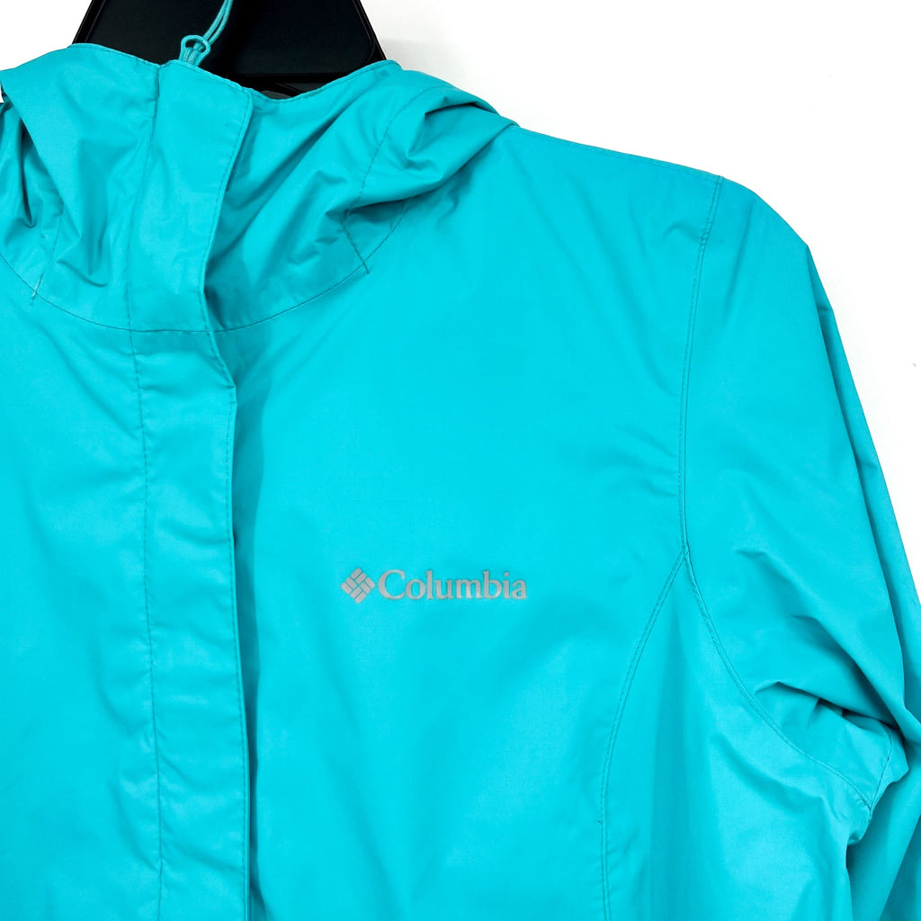 Columbia Women’s Arcadia II Rain Jacket XS Geyser Blue Hooded Waterproof NWT