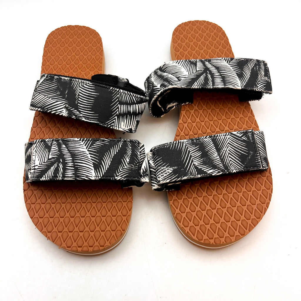 VOLCOM Women's Eco Recliner Slide Sandals Size 7 Black White Print NWOB