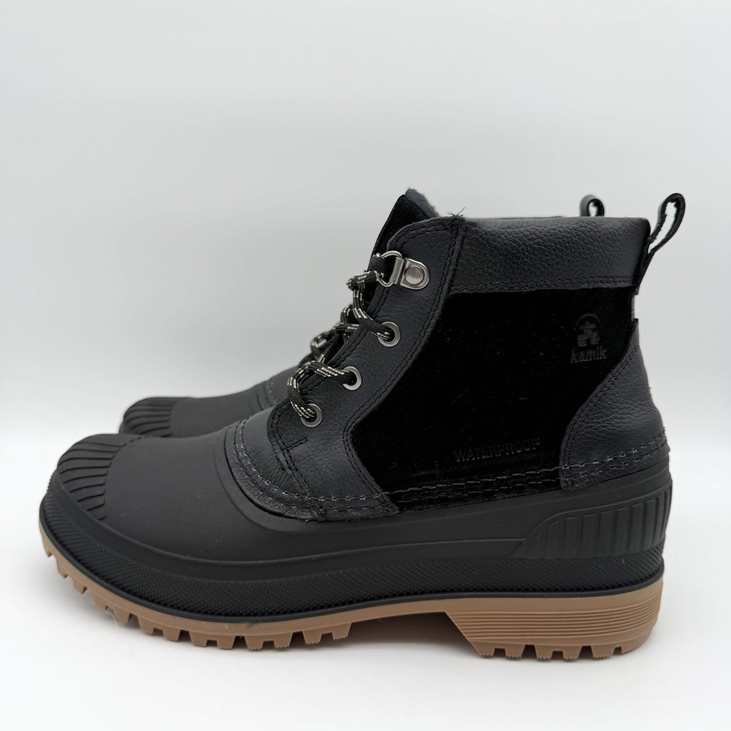 Kamik Mens Hemlock Lo Winter Boots US 8 Black Leather Waterproof Insulated NIB