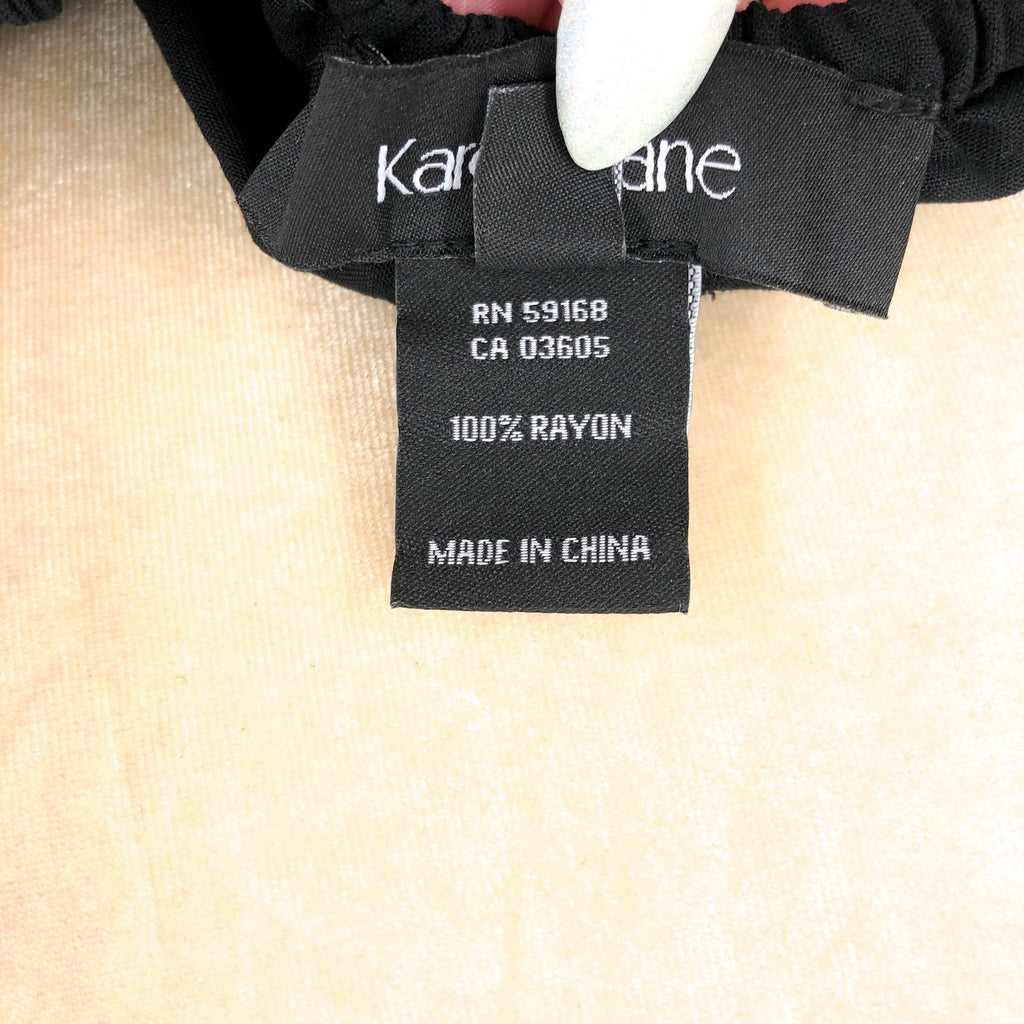 KAREN KANE Women's Tiered Boho Dress Large Black Puff Sleeve NWOT