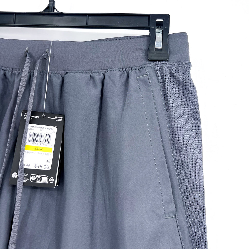 UNDER ARMOUR Men's UA Launch 2-in-1 Athletic Shorts Medium Gray 7" Inseam NWT