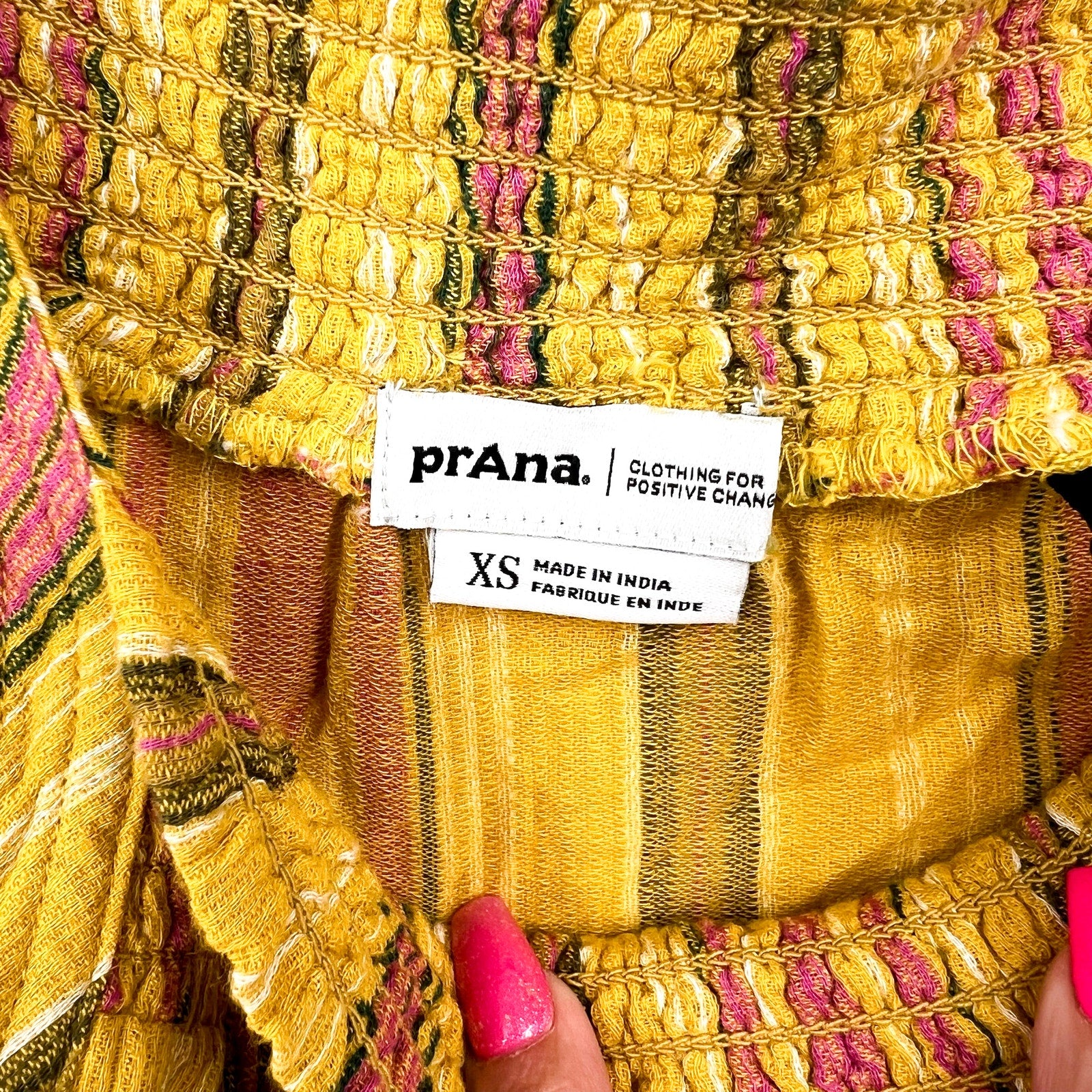 PRANA Women's Little Palm Cami Tank Top XS Yellow Leapfrog Stripe NWT