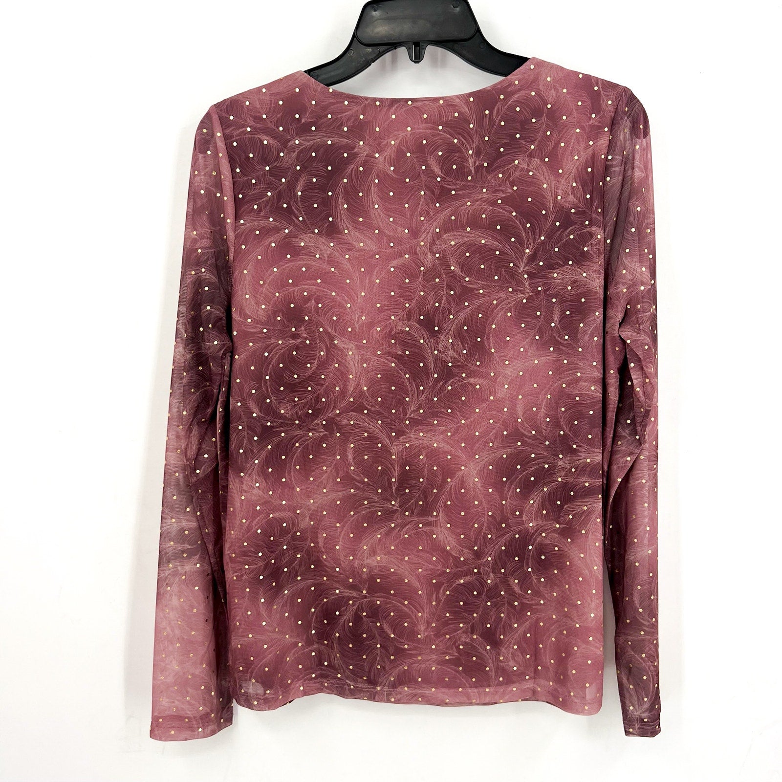 Stitch Fix LES SEREIN Womens Sequin Sheer Top Small Purple Long Sleeve NWT