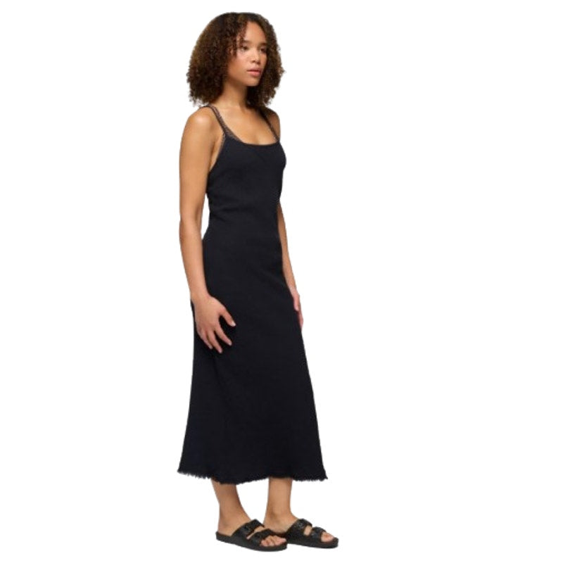 PRANA Women's Hideaways Maxi Dress XS Black Cross Back Strap Cotton Gauze NWT