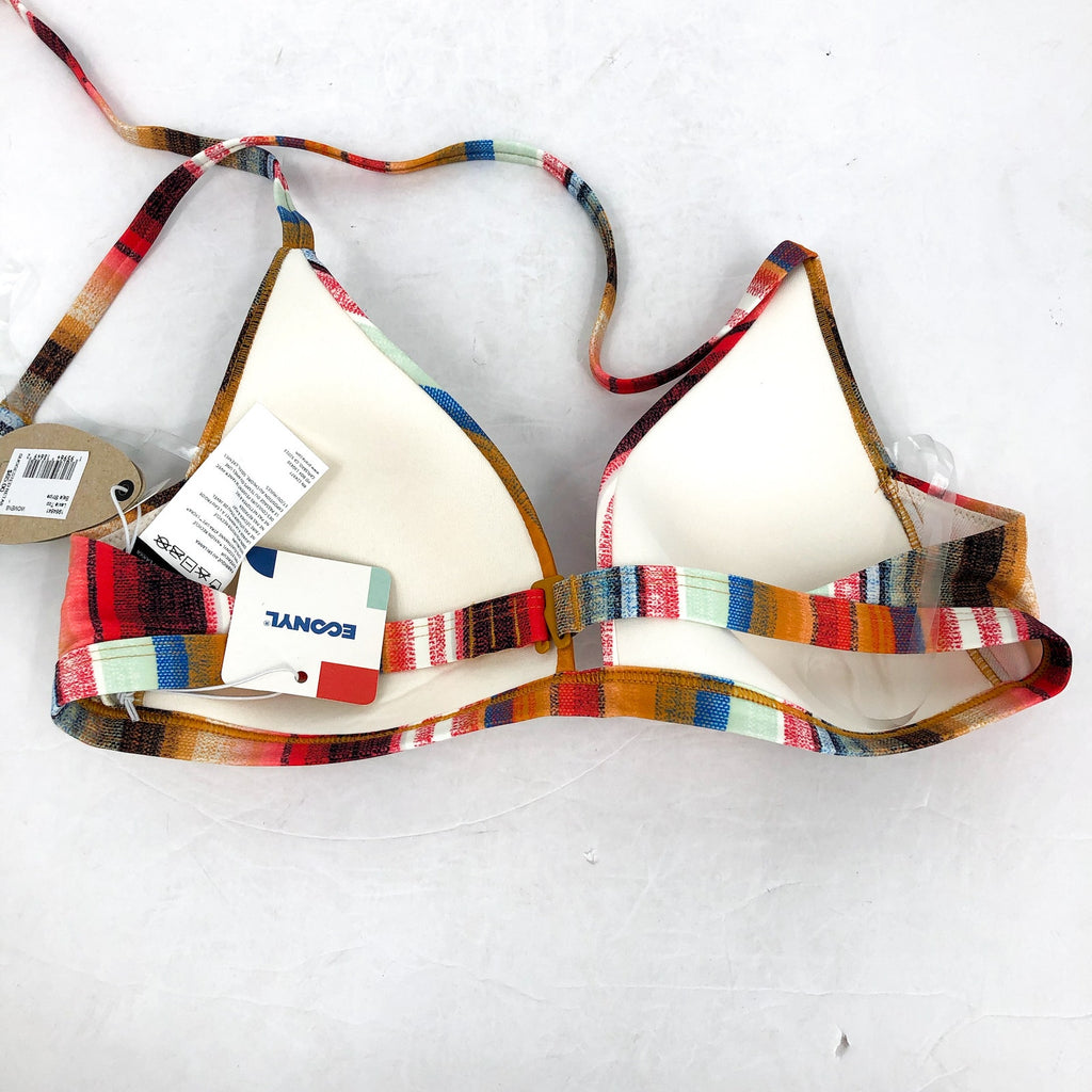 PRANA Women's Lexie Halter Bikini Top XL Multi Baja Stripe UPF 50+ NWT