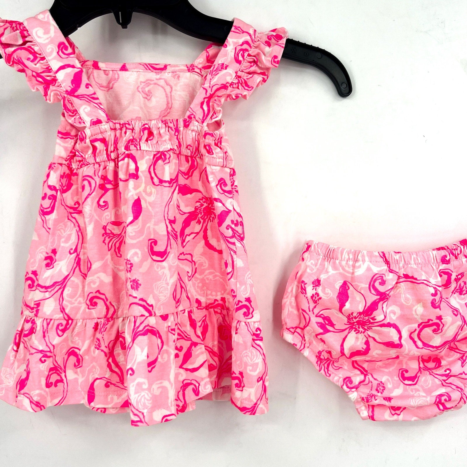LILLY PULITZER Infant Charlize Dress 3-6M Conch Shell Pink Flamingle Garden NWOT