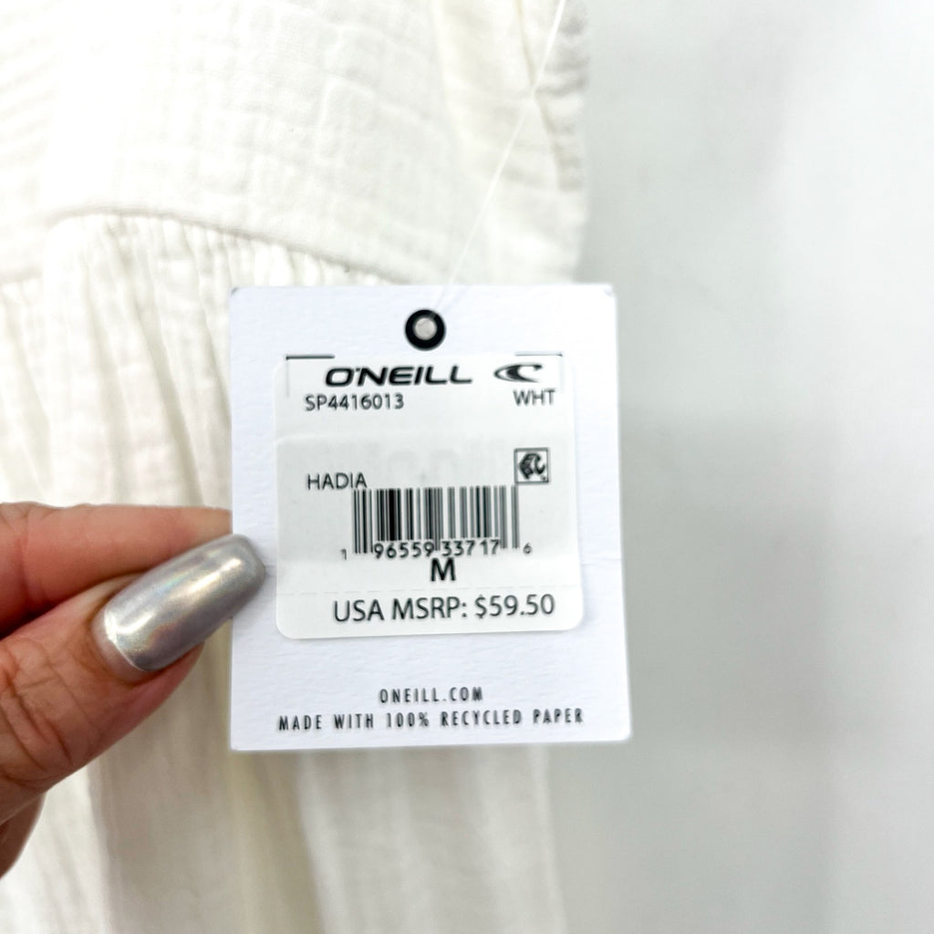 O'NEILL Women's Hadia Mini Slip Dress Medium White Gauze Lightweight Summer NWT