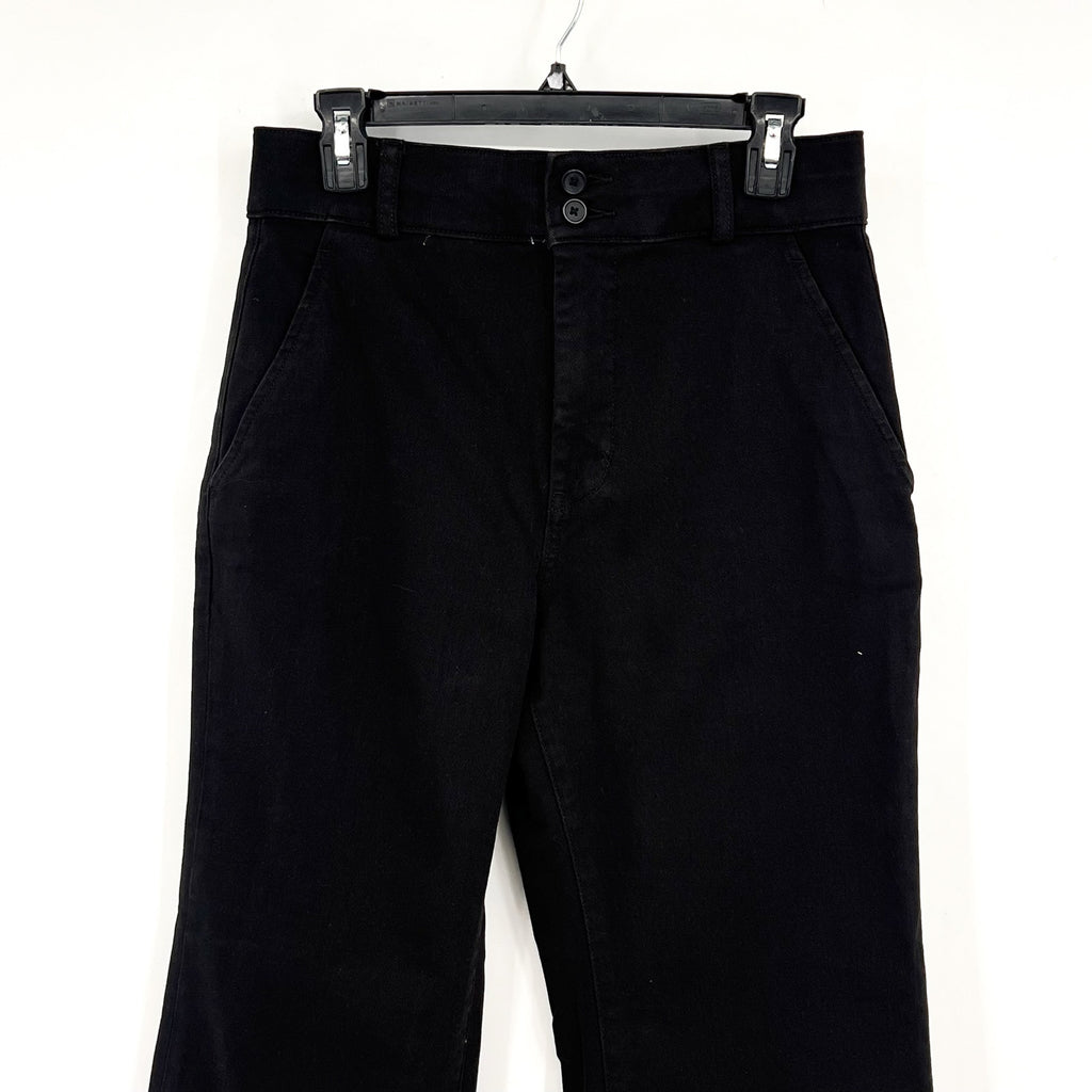 EVERLANE Women's Organic Kick Flare Pants Size 6 Black Stretch Twill NWT
